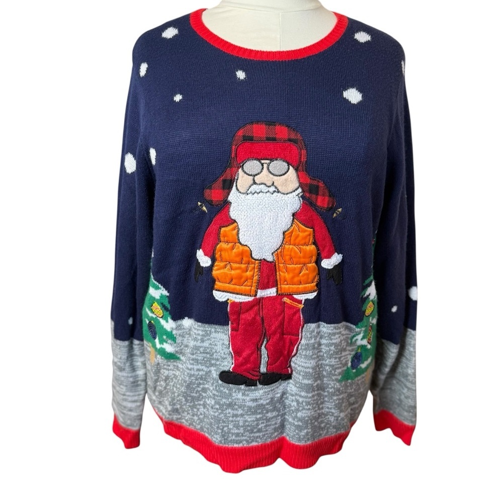 Jolly‎ Sweaters Ugly Christmas Sweater Santa Claus Size XXL Hunter Hunting Party